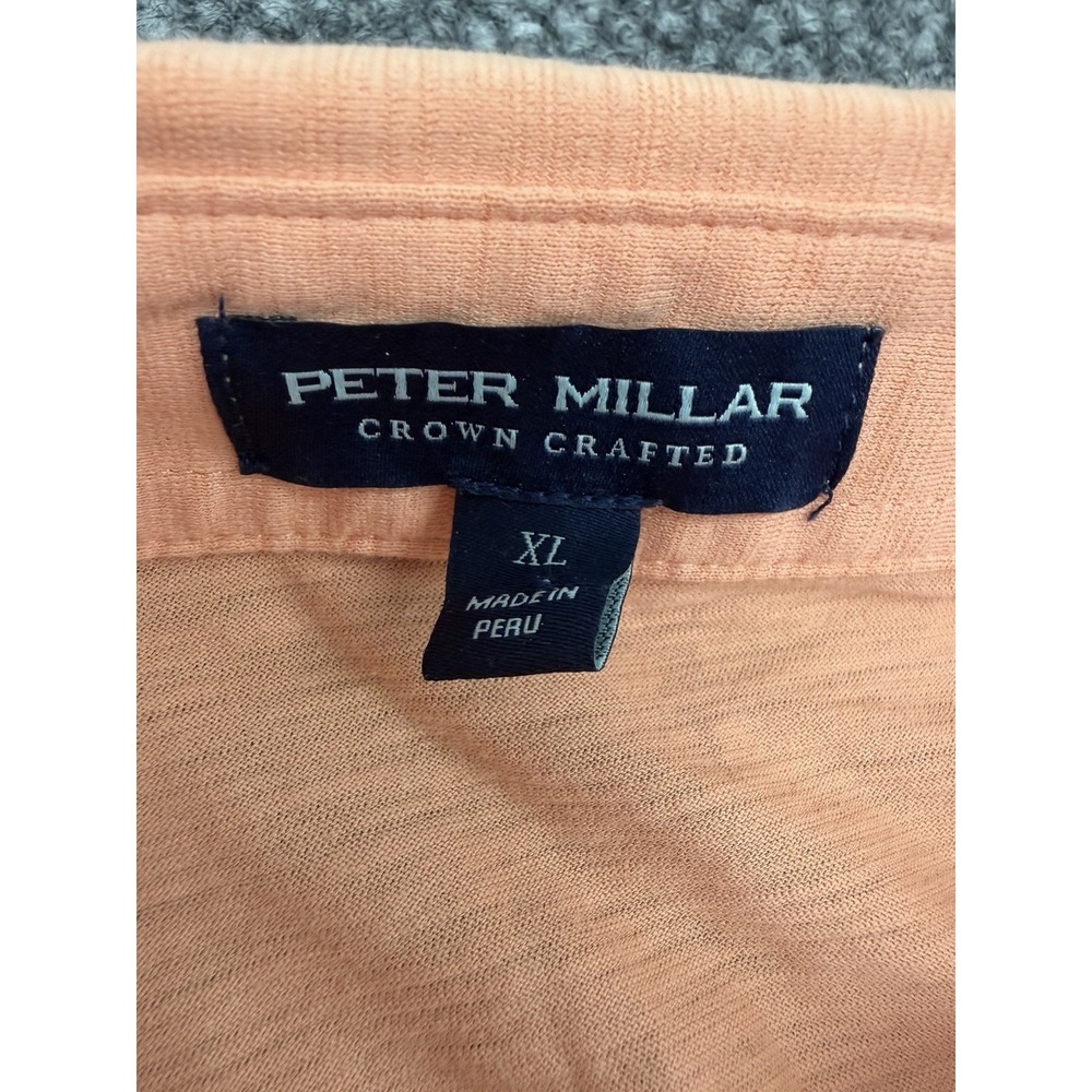 Peter Millar Crown Crafted Men's XL Orange Pima Cotton Polo Shirt Golf - Great - Picture 4 of 8